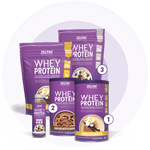 Zelthy Whey Protein Isolate range: single-serve bottle, 450 g tub and 900 g pouch