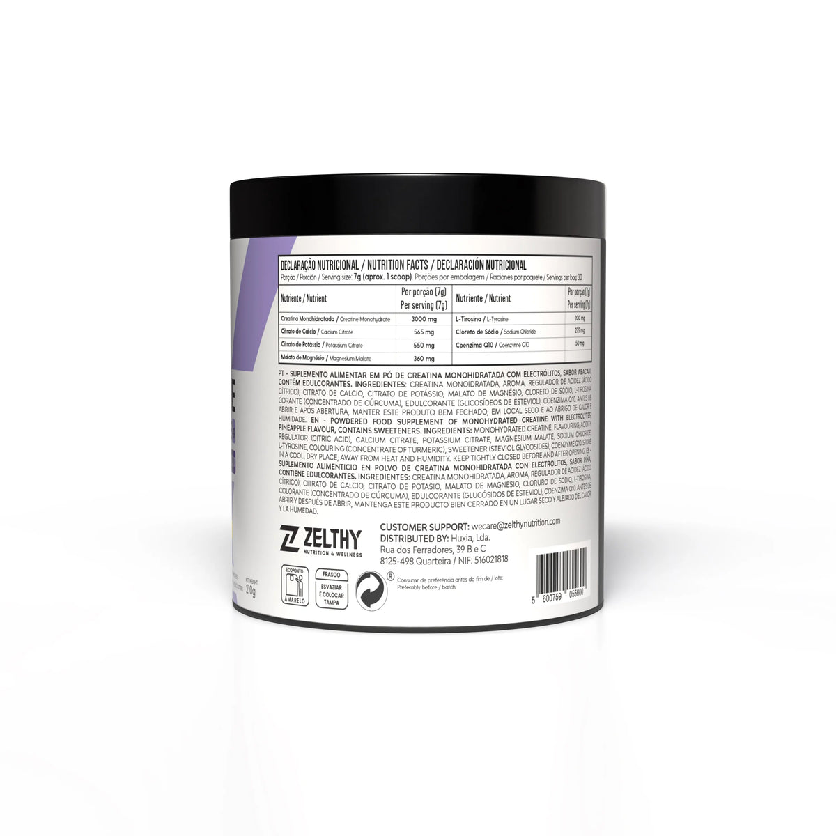 Zelthy creatine with electrolytes and CoQ10 nutrition facts, 7 g per serving