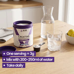 How to take Zelthy creatine monohydrate: one 3 g scoop mixed in a glass of water